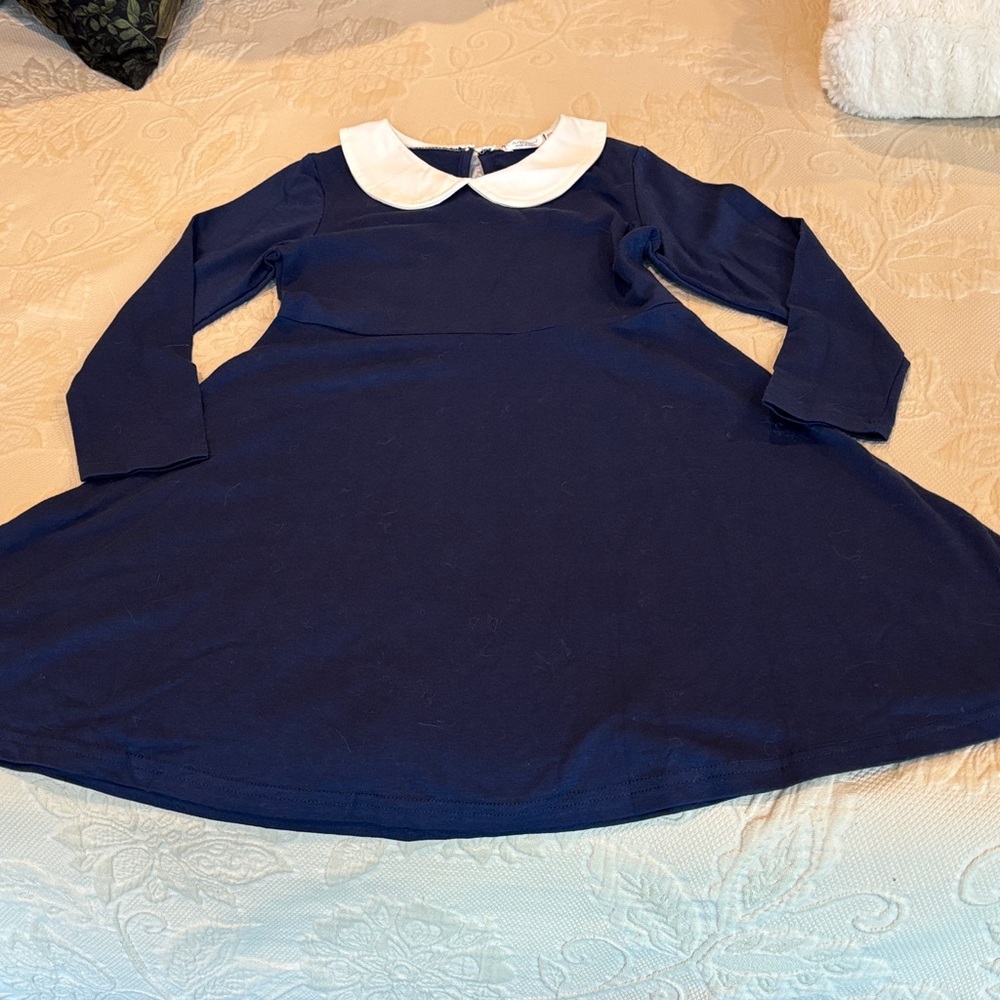 Arshiner Girls Navy Dress with White Collar
